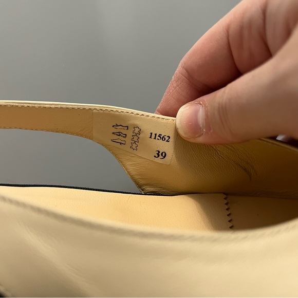 Brunate Italian Leather Cream and Black Bow Tie Ballet Flats - Picture 5 of 9